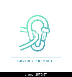 2D carabiner gradient thin linear green icon Stock Vector
