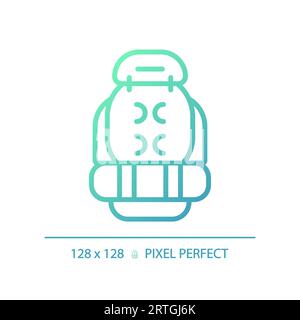 2D backpack gradient thin linear green icon Stock Vector