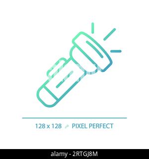2D flashlight gradient thin linear green icon Stock Vector