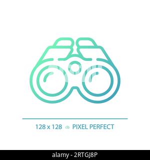 2D binoculars gradient thin linear green icon Stock Vector