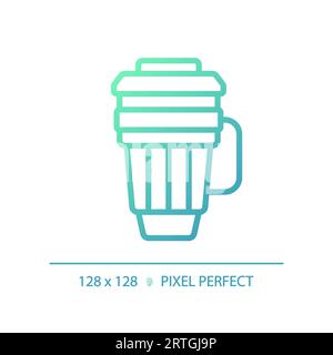 2D travel mug gradient thin linear green icon Stock Vector