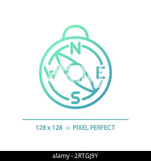2D compass gradient thin linear green icon Stock Vector