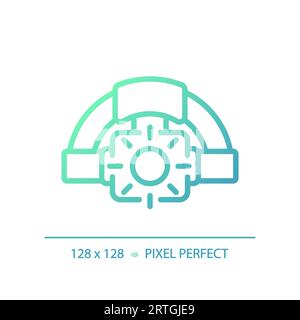 2D headlamp gradient thin linear green icon Stock Vector