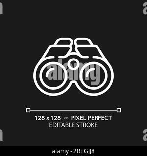 Customizable binoculars white thin linear icon Stock Vector