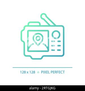 2D GPS gradient thin linear green icon Stock Vector