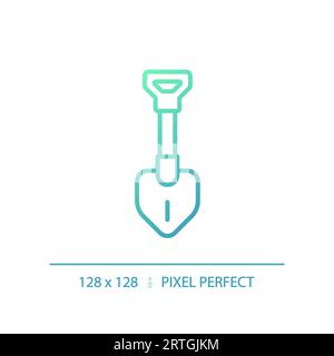 2D shovel gradient thin linear green icon Stock Vector