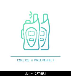 2D walkie talkie gradient thin linear green icon Stock Vector