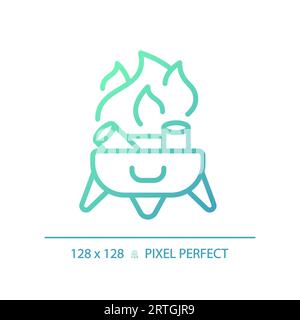 2D campfire gradient thin linear green icon Stock Vector