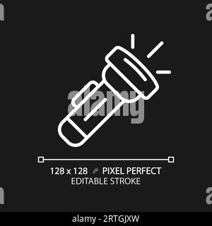 Customizable flashlight white thin linear icon Stock Vector