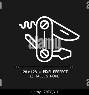 Customizable utility knife white thin linear icon Stock Vector