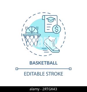 2D customizable basketball line icon concept Stock Vector