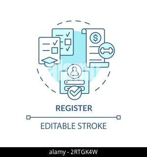 2D customizable register line icon concept Stock Vector