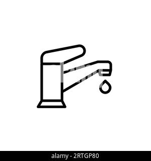 Dripping tap with drop linear vector. Water drop line icon. Stock Vector