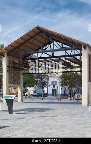 Viladecans, Spain - September 13, 2023: Memorial monument of the Viladecans corduroy factory of 1942. Stock Photo