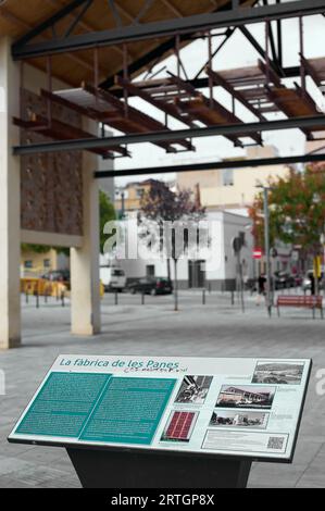 Viladecans, Spain - September 13, 2023: Memorial monument of the Viladecans corduroy factory of 1942. Stock Photo