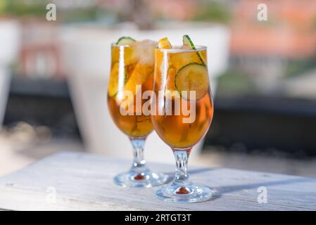 Refreshing summer cocktails for a sunny afternoon. Stock Photo