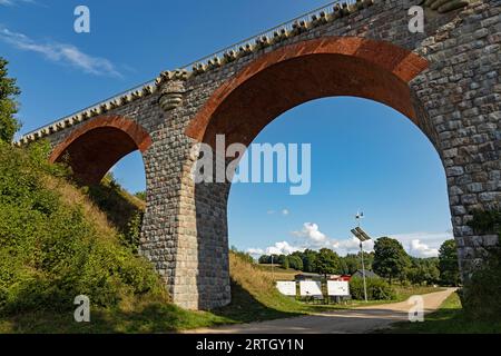 historic railway viaduct near Glaznoty in Poland Stock Photo