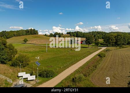 view from historic railway viaduct over the masurian landscape near Glaznoty in Poland Stock Photo