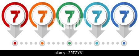 Gutter vector icon set, flat design infographic template, set pointer concept icons in 5 color options for webdesign and mobile applications Stock Vector