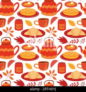 Autumn dishes seamless pattern Stock Vector