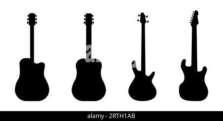 Guitar glyph icon. Silhouette symbol. Negative space. Vector isolated ...