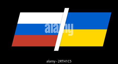 Russia vs Ukraine. War in Ukraine. Stop the war. Russian flag and Ukrainian flag. Conflict symbol. Stock vector illustration Stock Vector