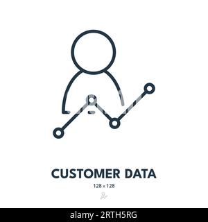 Customer Data Icon. Client, Consumer, Metrics. Editable Stroke. Simple Vector Icon Stock Vector