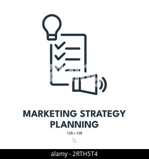Marketing Strategy Planning Icon. Project, Plan, Campaign. Editable Stroke. Simple Vector Icon Stock Vector