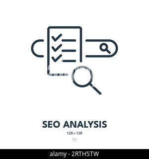 SEO Analysis Icon. Search Bar, Optimize, First Place. Editable Stroke. Simple Vector Icon Stock Vector