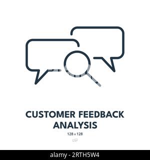 Customer Feedback Analysis Icon. Review, Rating, Opinion. Editable Stroke. Simple Vector Icon Stock Vector