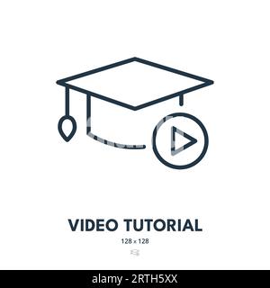 Video Tutorial Icon. Training, Learning, Webinar. Editable Stroke. Simple Vector Icon Stock Vector