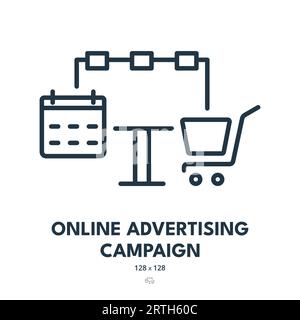 Online Advertising Campaign Icon. Digital, Marketing, Promotion. Editable Stroke. Simple Vector Icon Stock Vector
