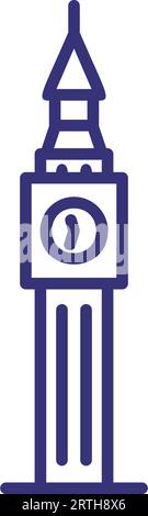Big Ben tower line icon Stock Vector