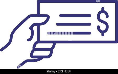 Hand holding bank bill line icon Stock Vector