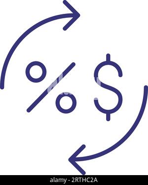 Dollar and percentage circulation line icon Stock Vector