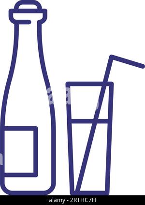 Bottle and glass with drink line icon Stock Vector