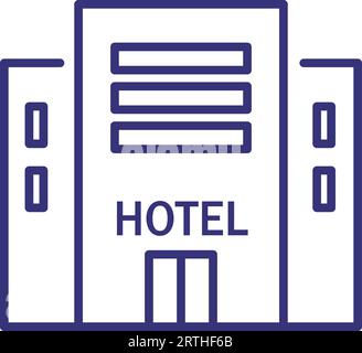 Hotel building line icon Stock Vector