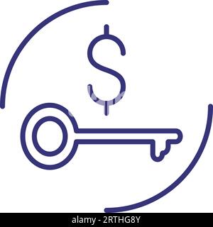 Key revenue icon logo sign vector outline in black and white color ...