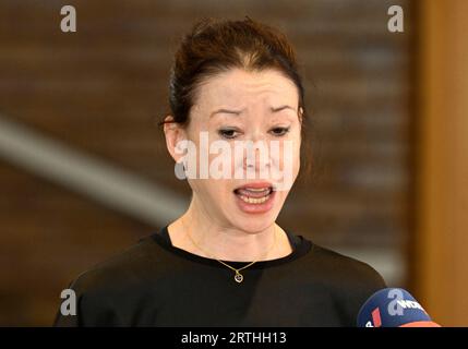 Cologne, Germany. 13th Sep, 2023. Museum director Dr. Shao-Lan Hertel reports to the press about the break-in at the Museum of East Asian Art. Valuable exhibits are said to have been stolen. Credit: Roberto Pfeil/dpa/Alamy Live News Stock Photo