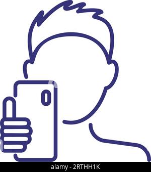 Taking selfie line icon Stock Vector