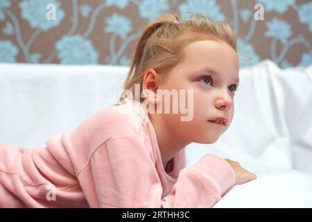 little sad girl cries Stock Photo