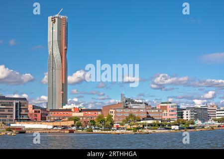View of Gothenburg coastline and construction site of largest Scandinavian skyscraper, Vastra Gotaland County of Sweden Stock Photo