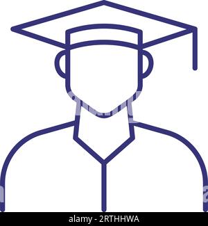 Male graduate student profile icon with gown and cap. Flat style vector ...