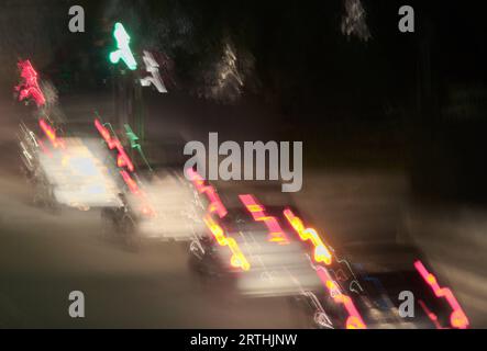 car lights in the night Stock Photo