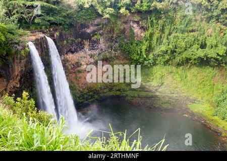 Wailua Falls on Kauai, Hawaii, USA Stock Photo