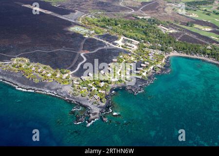 Aerial view of Kahuwai Bay on the west coast of Big Island, Hawaii, USA Stock Photo