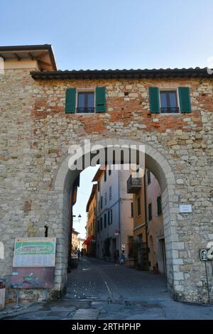 The arch of entrance in  Castiglione del Lago, a medieval town in the province of Perugia, Italy. Stock Photo
