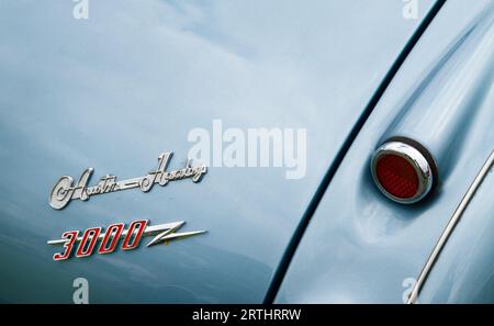 Rear Boot Of An Austin Healey 3000 Sports Car With Badge And Emblem And Rear Light, England UK Stock Photo