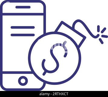 Threat for online money line icon Stock Vector