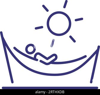 Person in hammock line icon Stock Vector